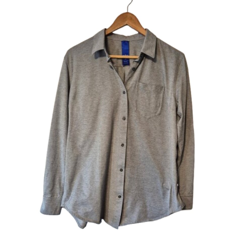 Kit & Ace Grey Button Front Shirt Blouse Top Size Small